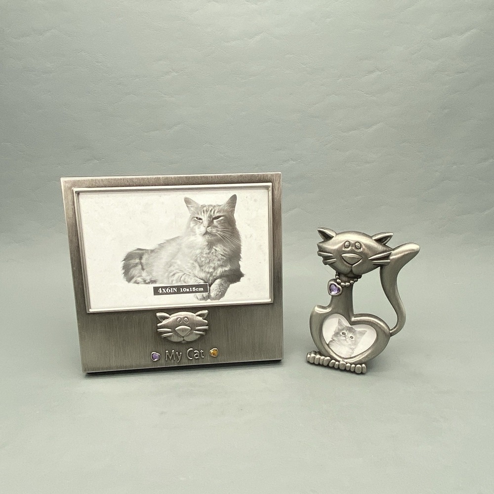 Pewter Metal My Cat Picture Frame Lot 4x6 Tabletop Pet Memorial Keepsake